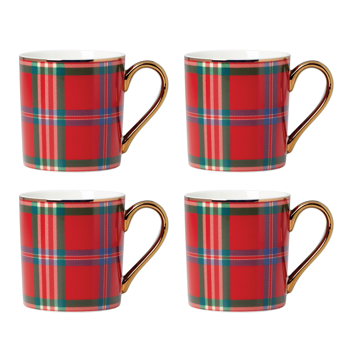 Lenox Holiday Red Tartan Mug Set of 4