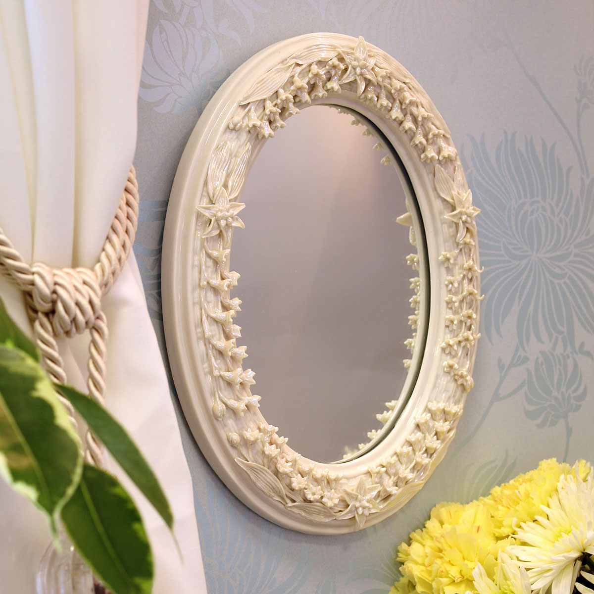 Belleek China Lily of The Valley Mop Mirror, 8 1/2 x 10 1/2"