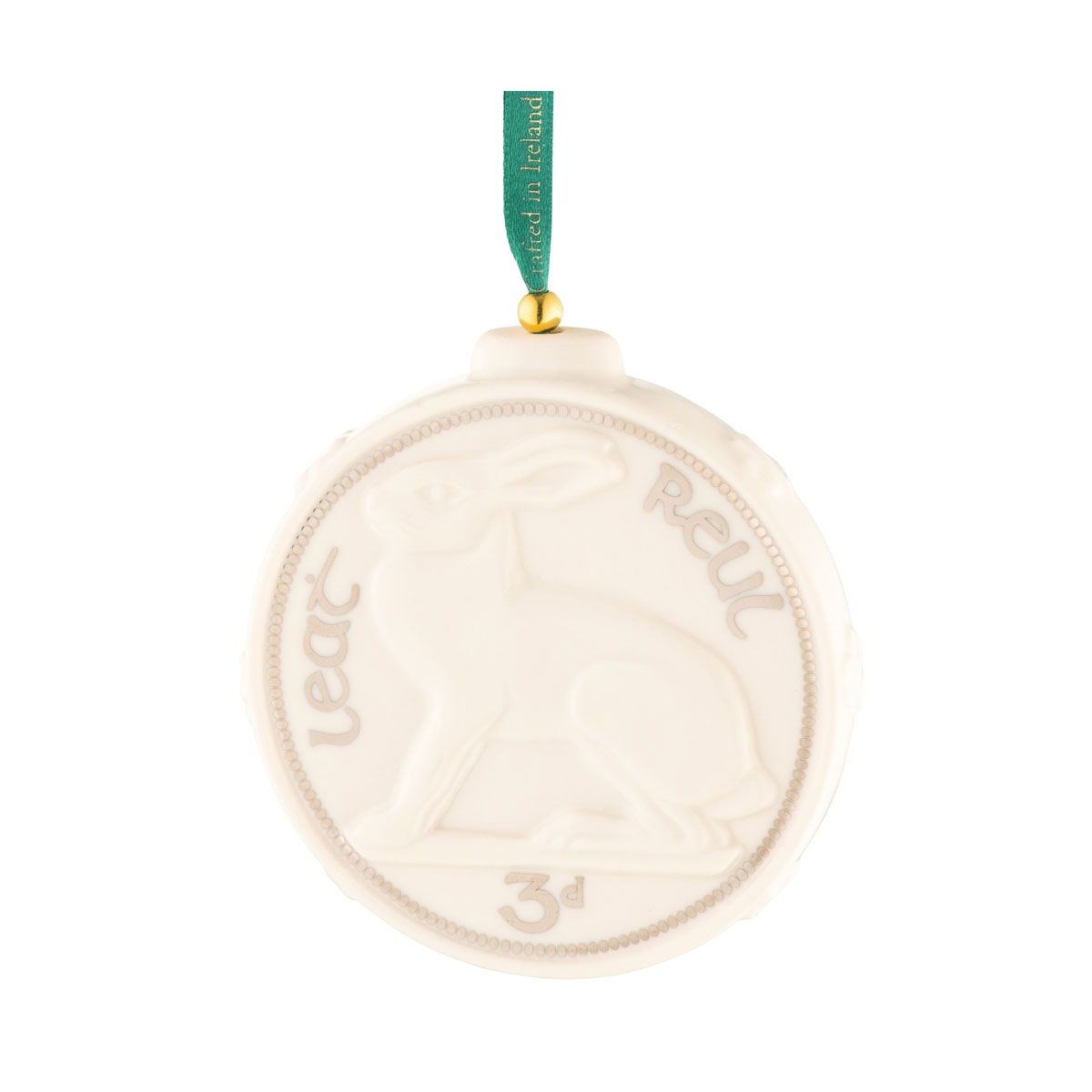 Belleek 2023 Old Irish Coin Hare Threepence Ornament