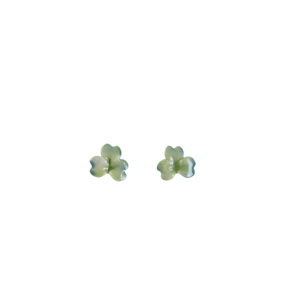 Belleek Porcelain Shamrock Green Earrings, Pair