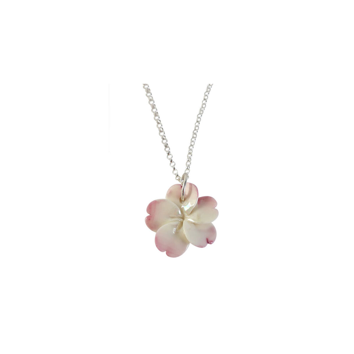Belleek Porcelain Jewelry Plumeria Necklace Pink