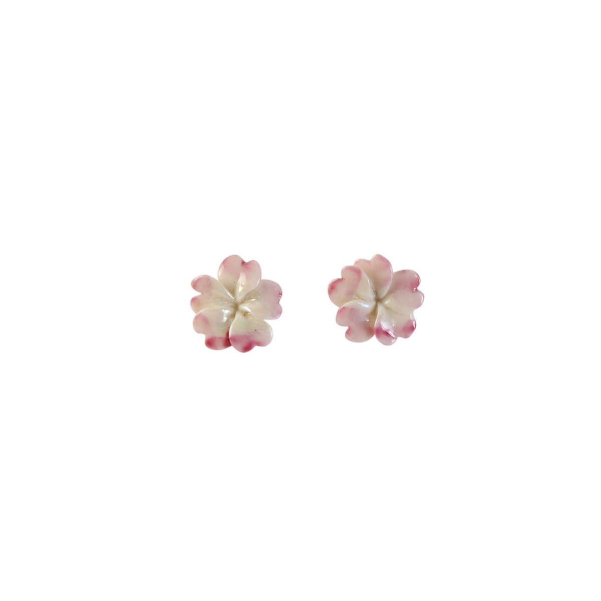 Belleek Porcelain Jewelry Plumeria Earrings Pink, Pair