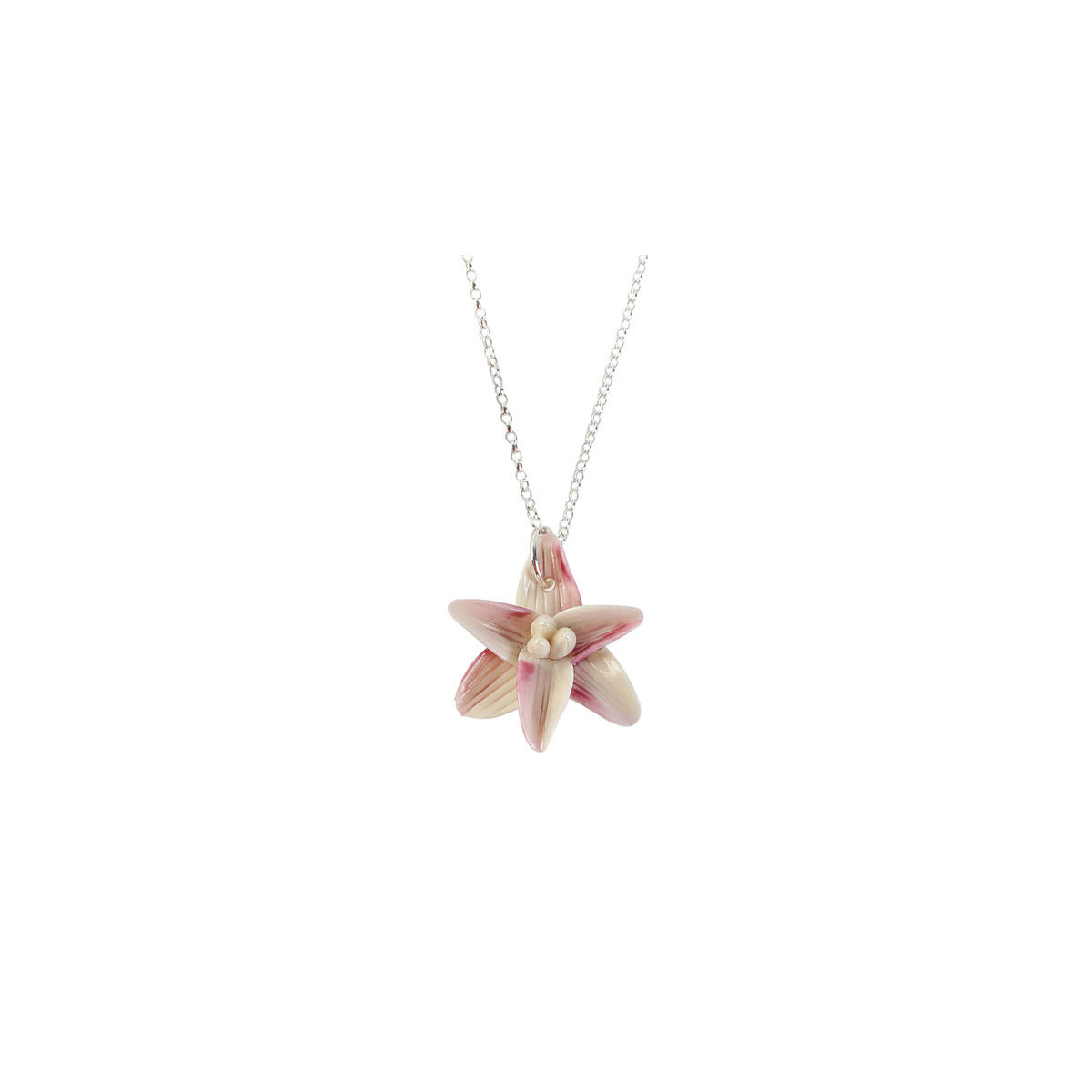Belleek Porcelain Jewelry Freesia Necklace Pink