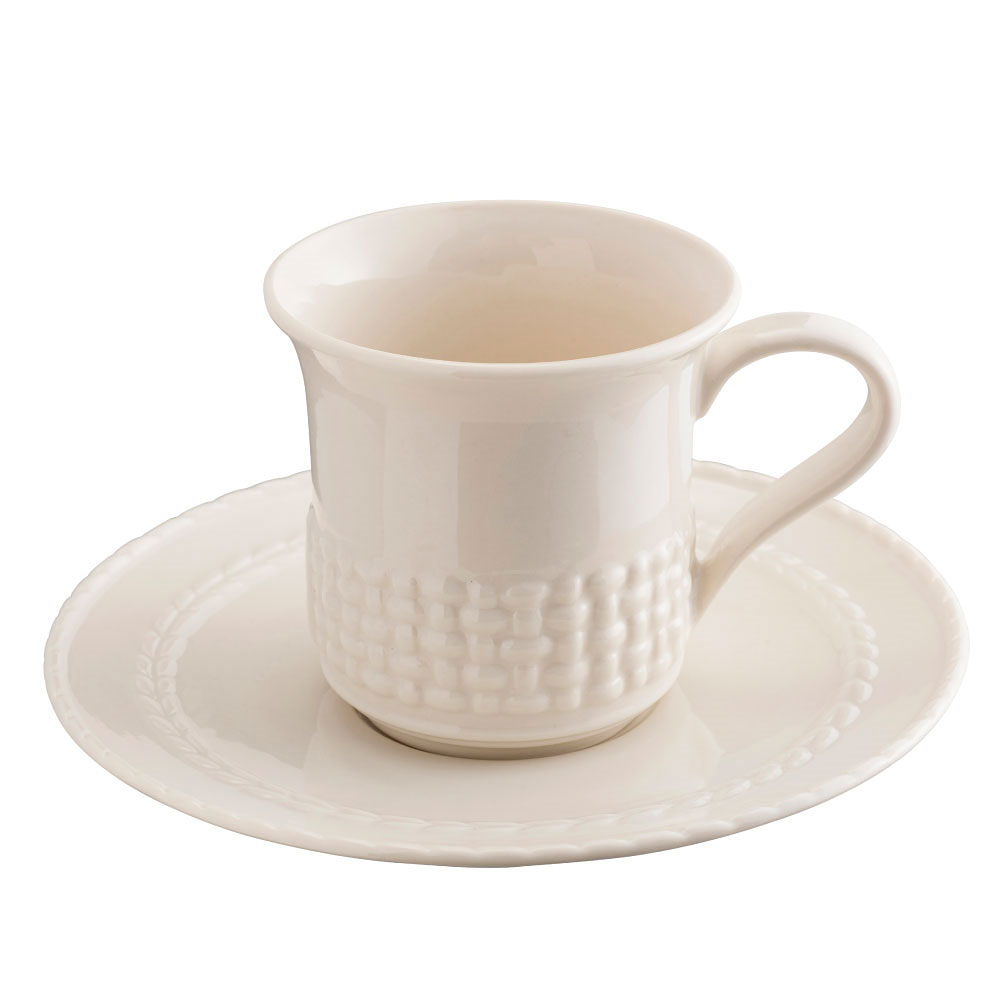 Belleek China Galway Weave Cup and Saucer Set