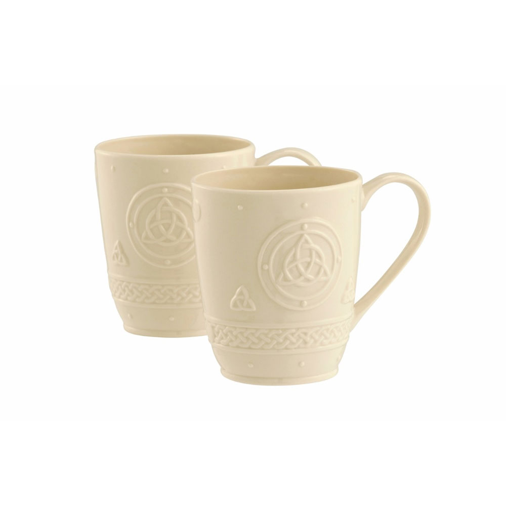 Belleek Celtic Coffee Mugs, Pair