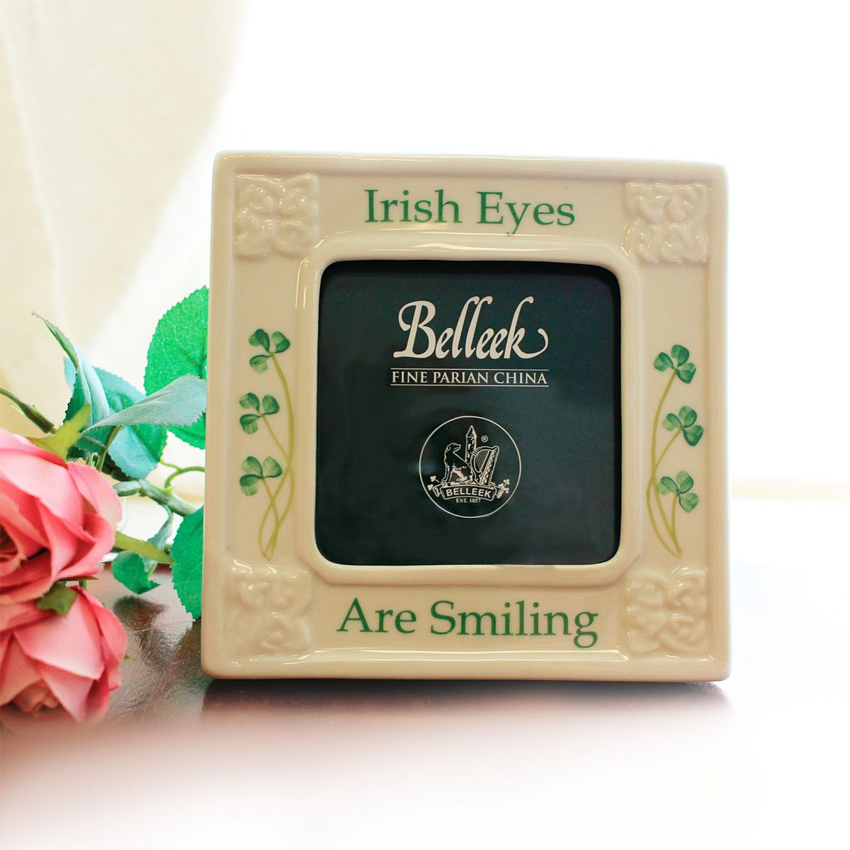 Belleek China Irish Eyes Are Smiling Picture Frame