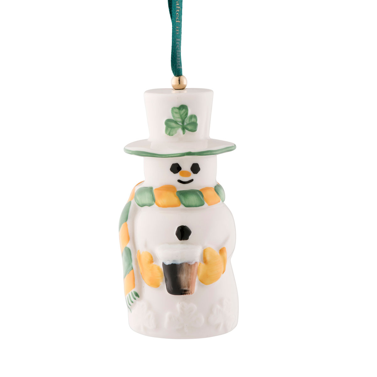 Belleek Paddy Snowman Bell Ornament