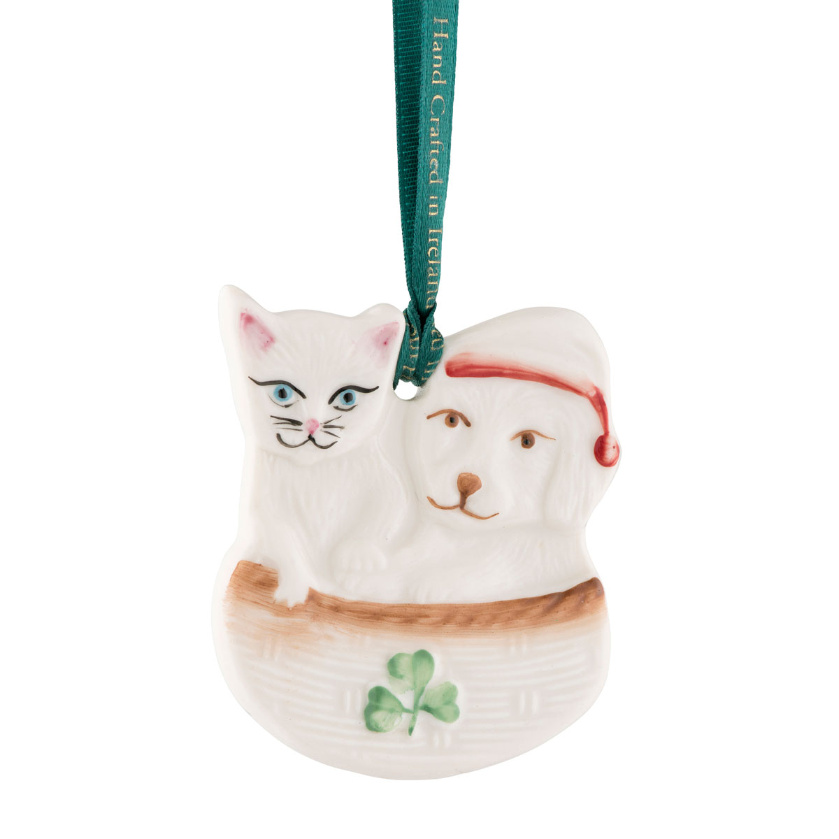 Belleek Christmas Dog and Cat Buddies Ornament
