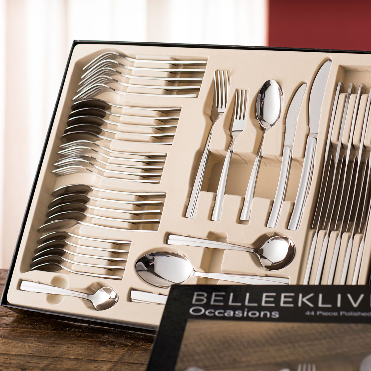 Stainless Steel Silver 20 x 30 x 10 cm Belleek Pottery Occasions 44 Piece Cutlery Set 