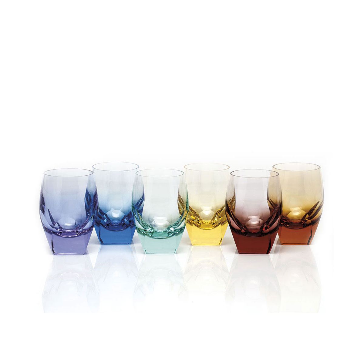 Moser Crystal Bar DOF Tumblers, Set of 6 Rainbow Colors