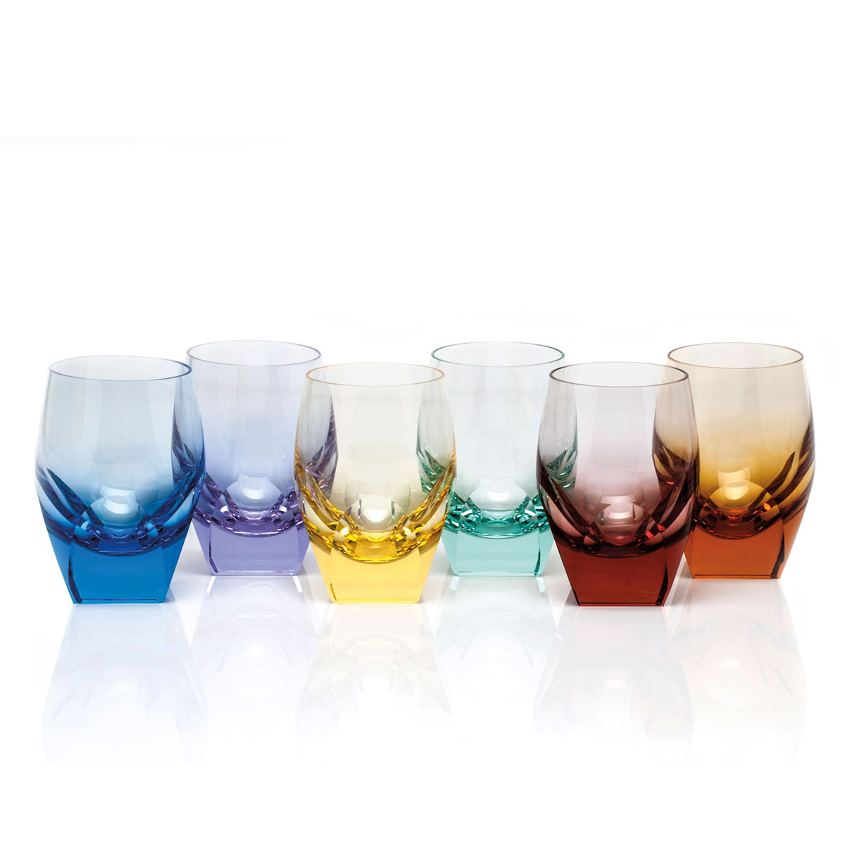 Moser Crystal Bar Hiball 11.2 Oz. Set of 6 Rainbow Colors