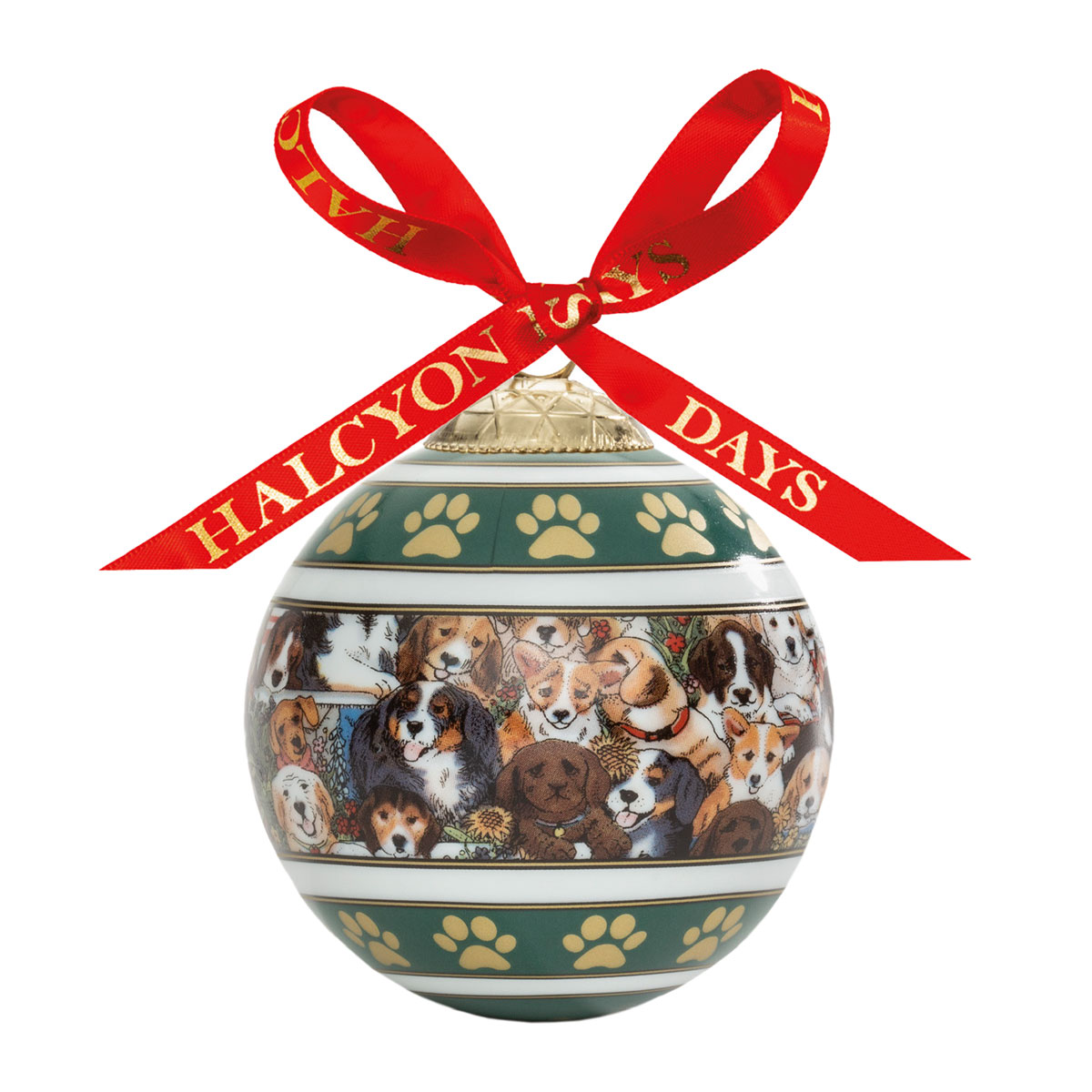 Halcyon Days 2023 Dogs leave pawprints on your heart 3" Bauble Ornament