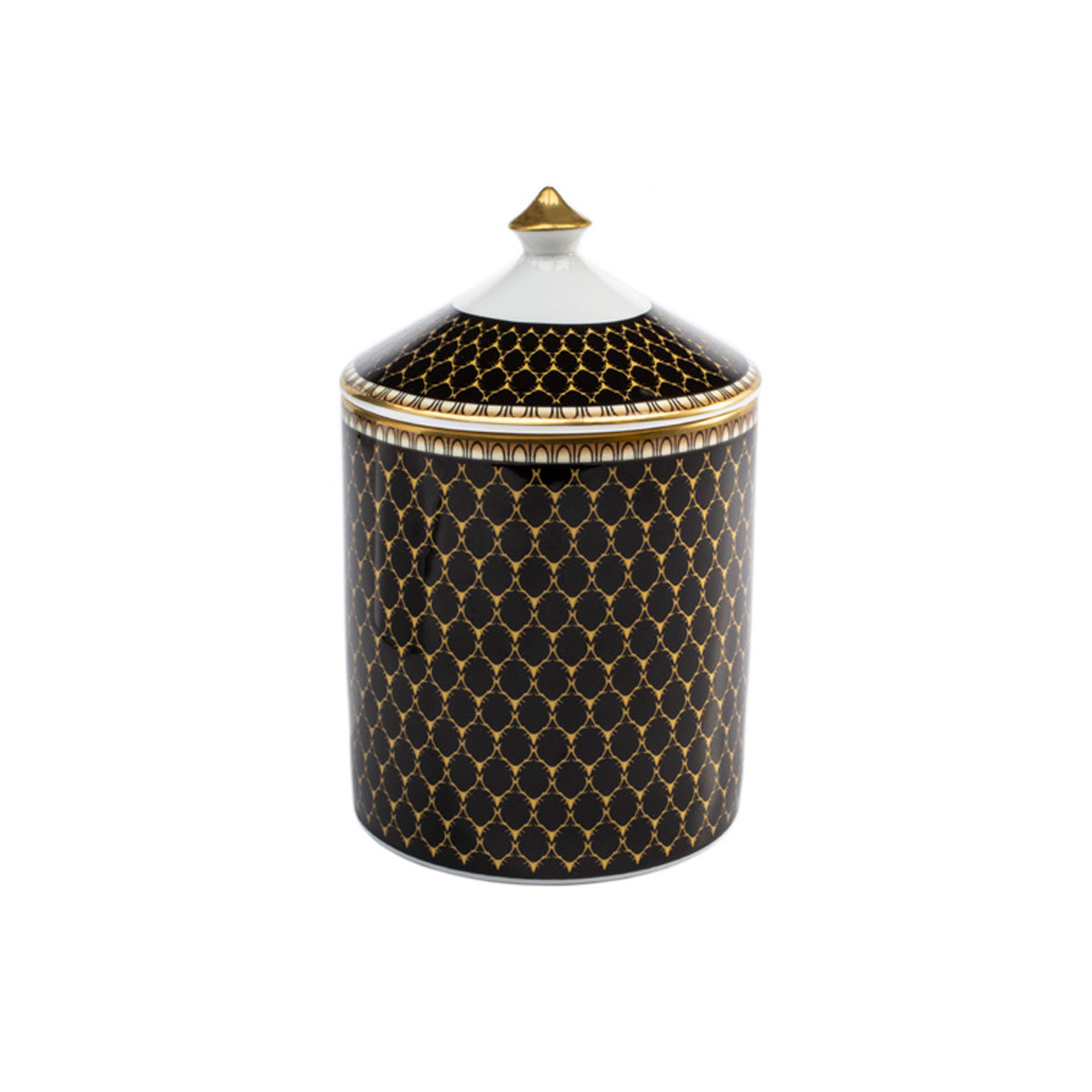 Halcyon Days GC Antler Trellis Black Gold Oud Imperial Lidded Candle
