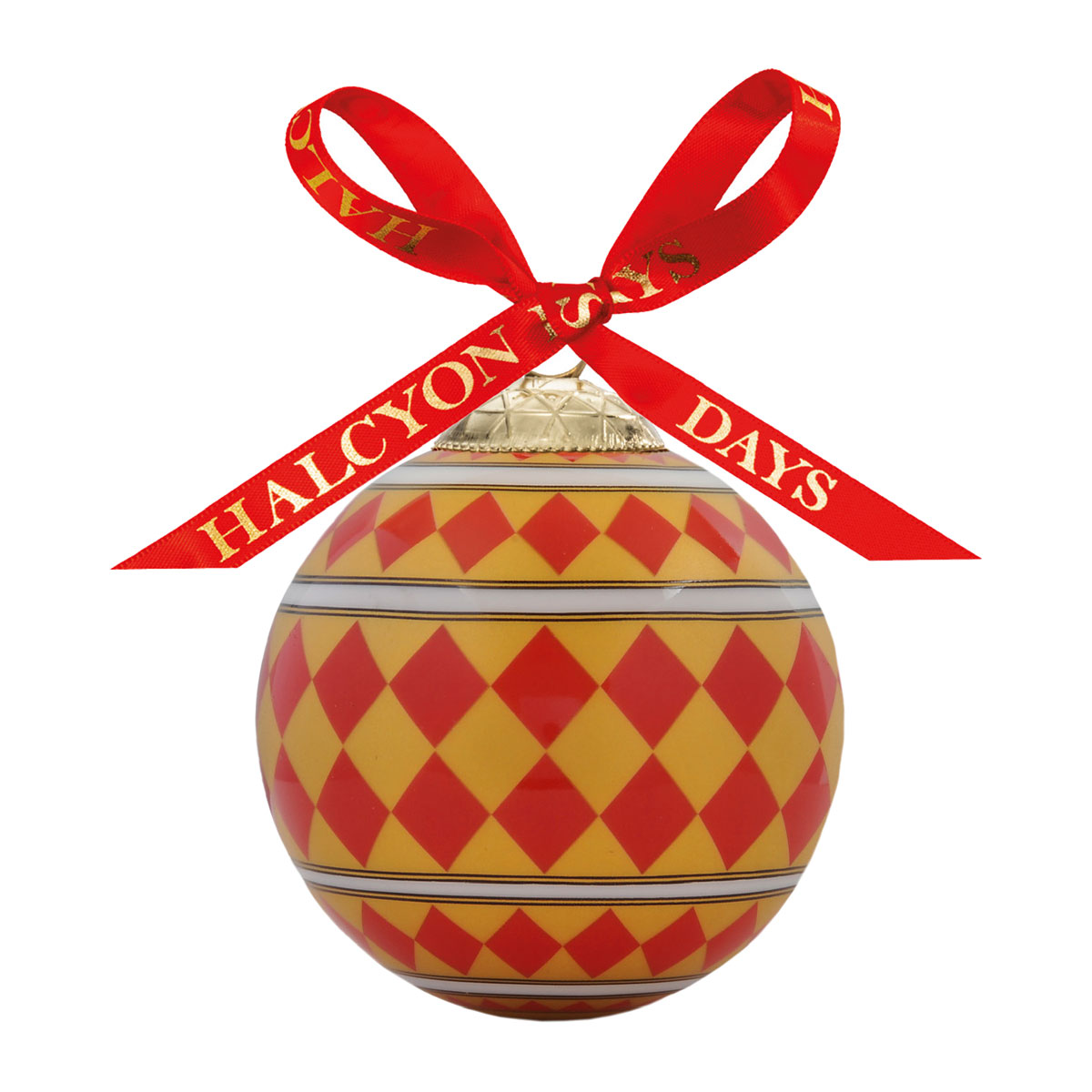 Halcyon Days 2023 Parterre Red and Gold Bauble Ornament
