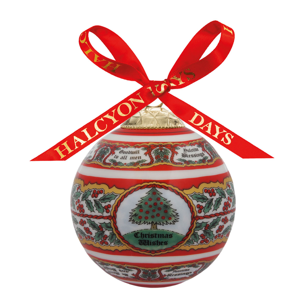 Halcyon Days Vintage Christmas Red Bauble Ornament