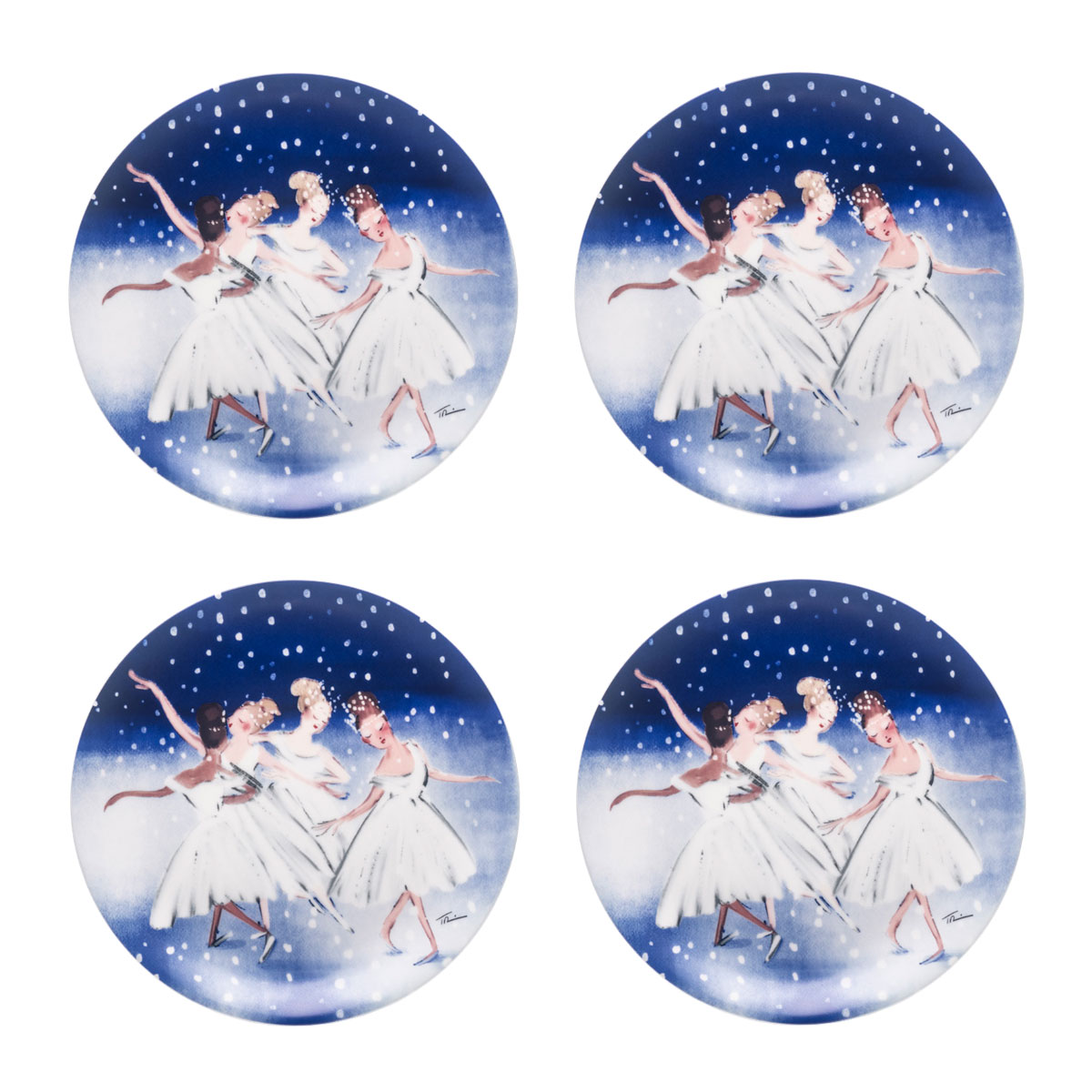 Halcyon Days Waltz of the Snowflakes 8Coupe Plate Set of 4