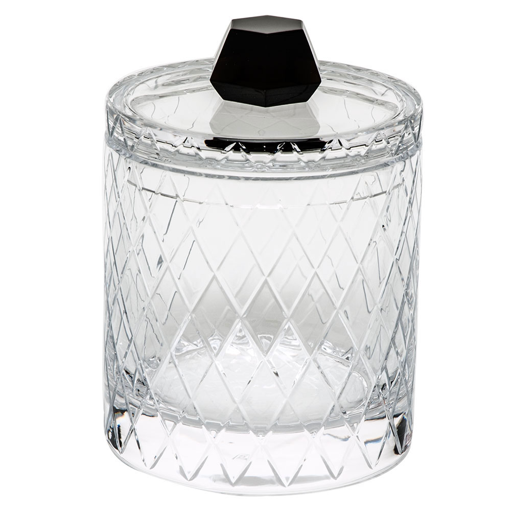 Moser Crystal Bonbon Canister 8.5" Wedge Cuts - Clear and Smoke