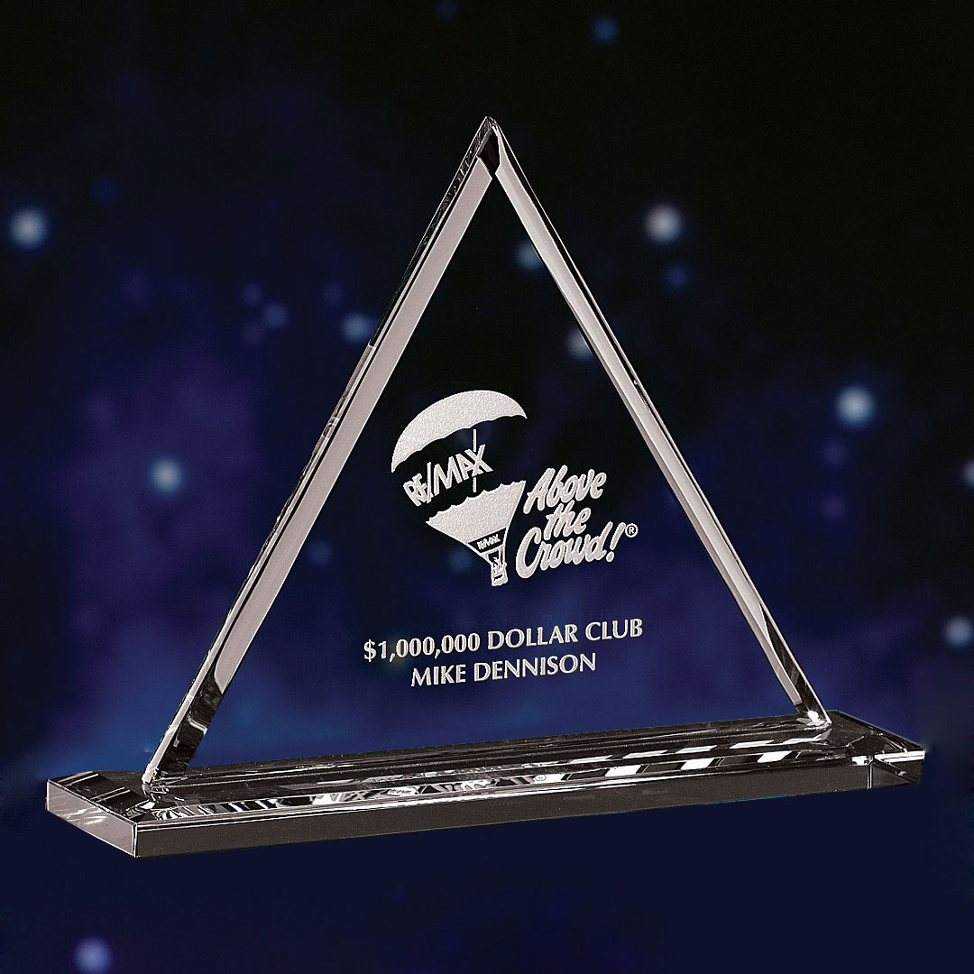 Crystal Blanc, Personalize! 8" Pyramid Award