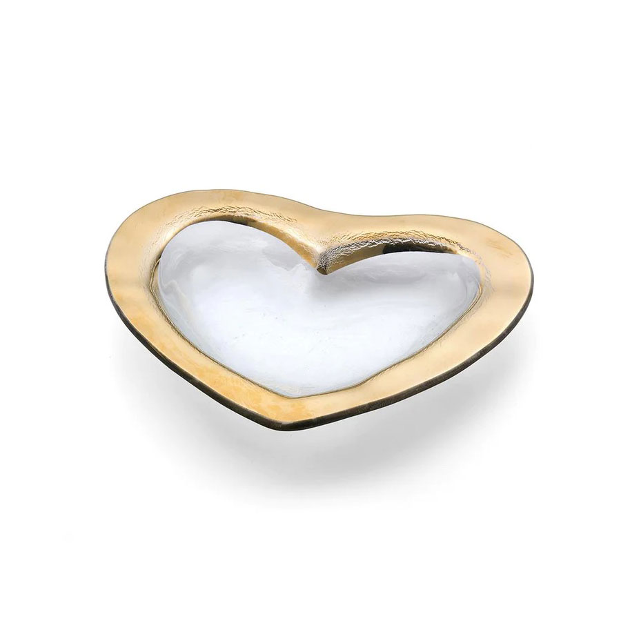 Annieglass Hearts 8" Heart Bowl Gold