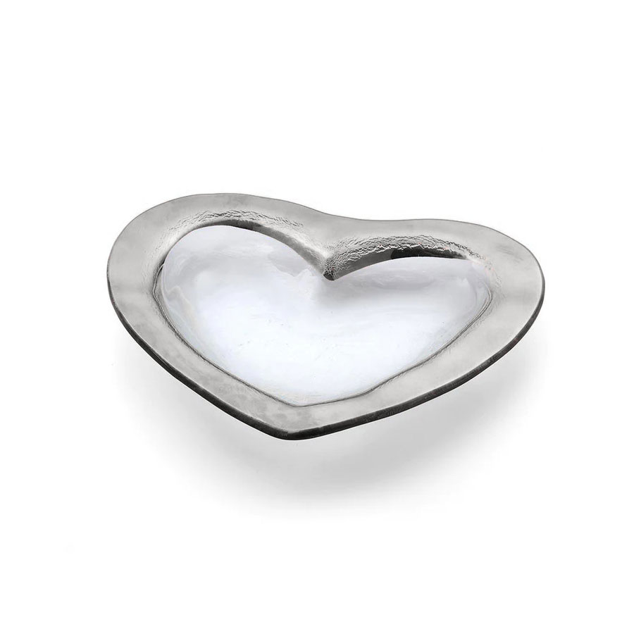 Annieglass Hearts 8" Heart Bowl Platinum