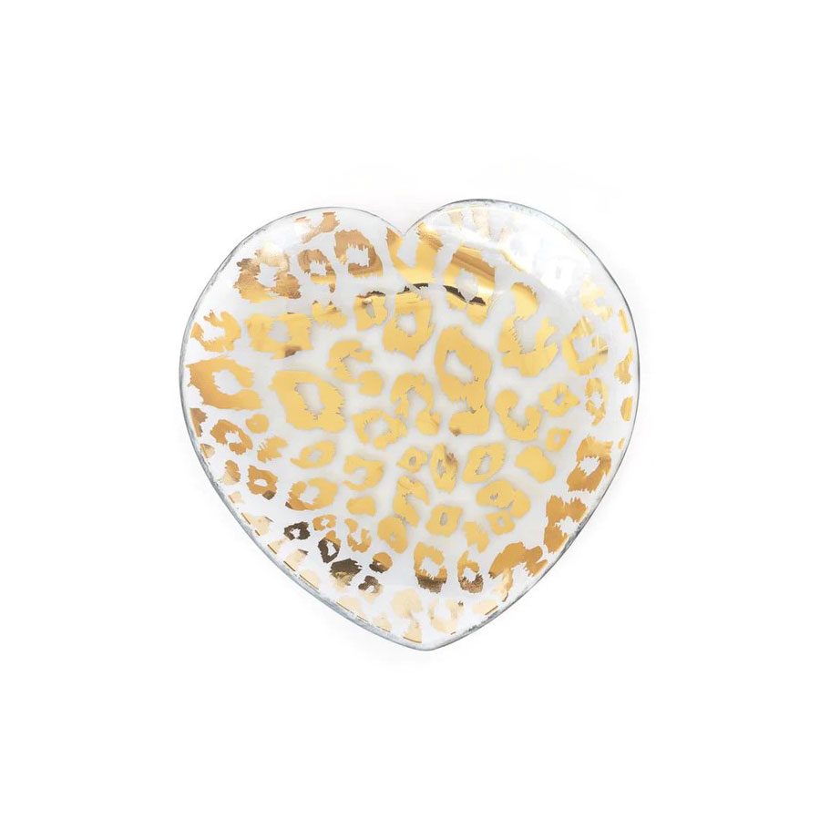 Annieglass Cheetah 7" Heart Plate Gold