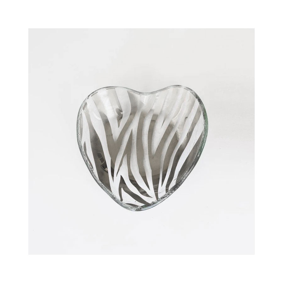 Annieglass Zebra 5" Zebra Heart Bowl Platinum