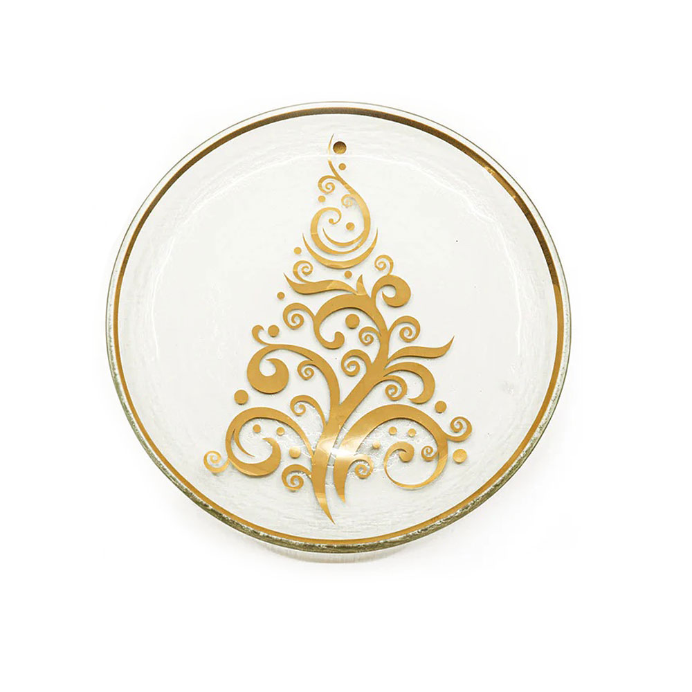 Annieglass 2023 Christmas Tree 8.5" Plate, Gold