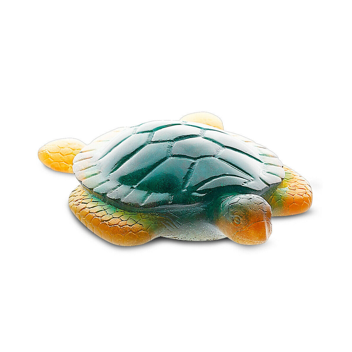 Daum Sea Turtle in Green and Amber Sculpture