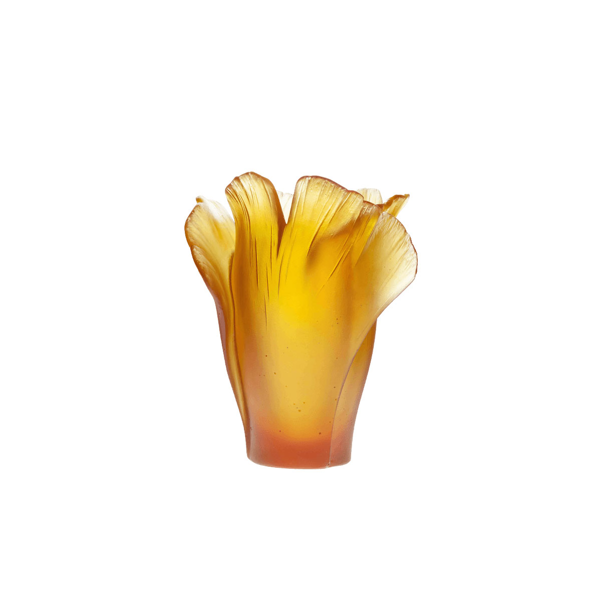 Daum 6.7" Ginkgo Vase in Amber