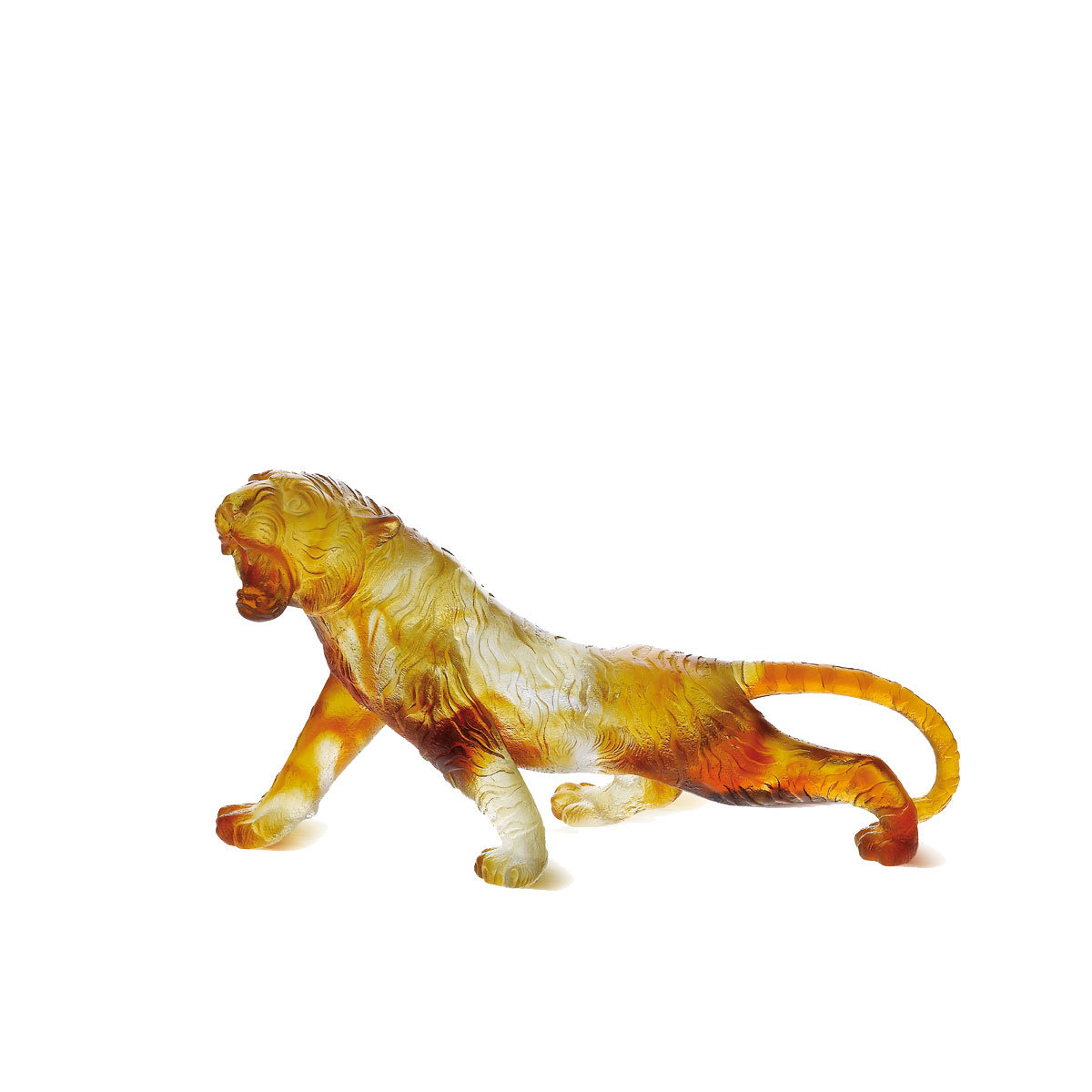 Daum Bengal Tiger in Amber Sculpture