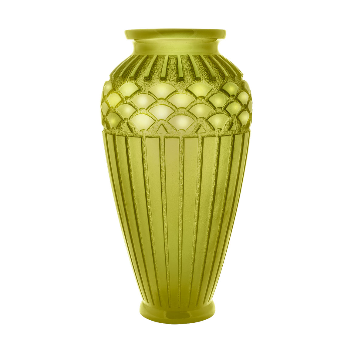 Daum 20.1" Rhythms Vase in Olive Green