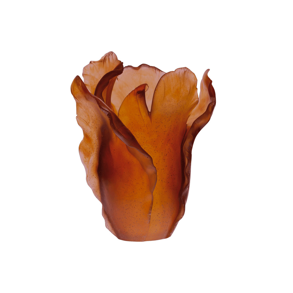 Daum Large Tulip Vase in Dark Amber, Limited Edition