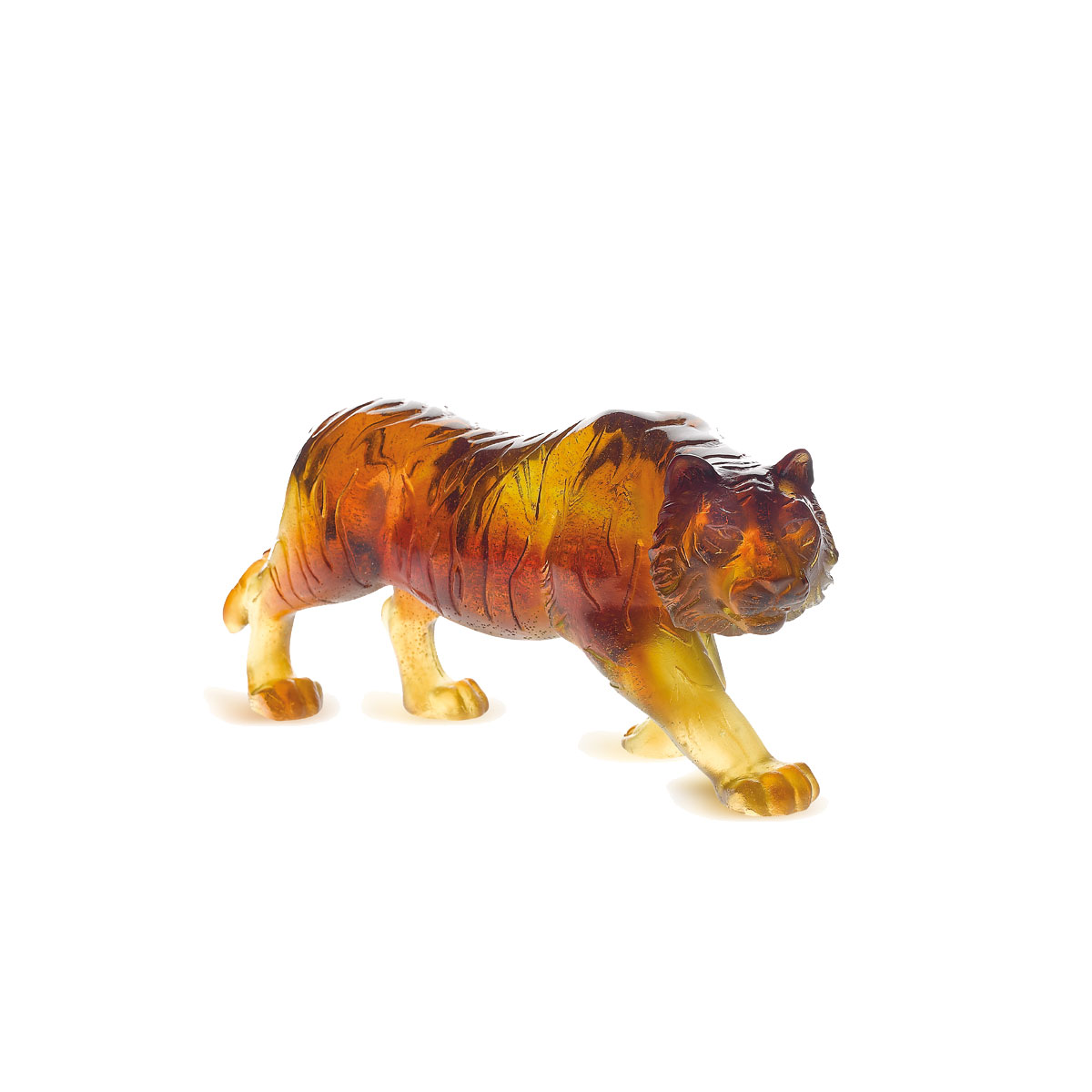 Daum Amber Tiger Sculpture