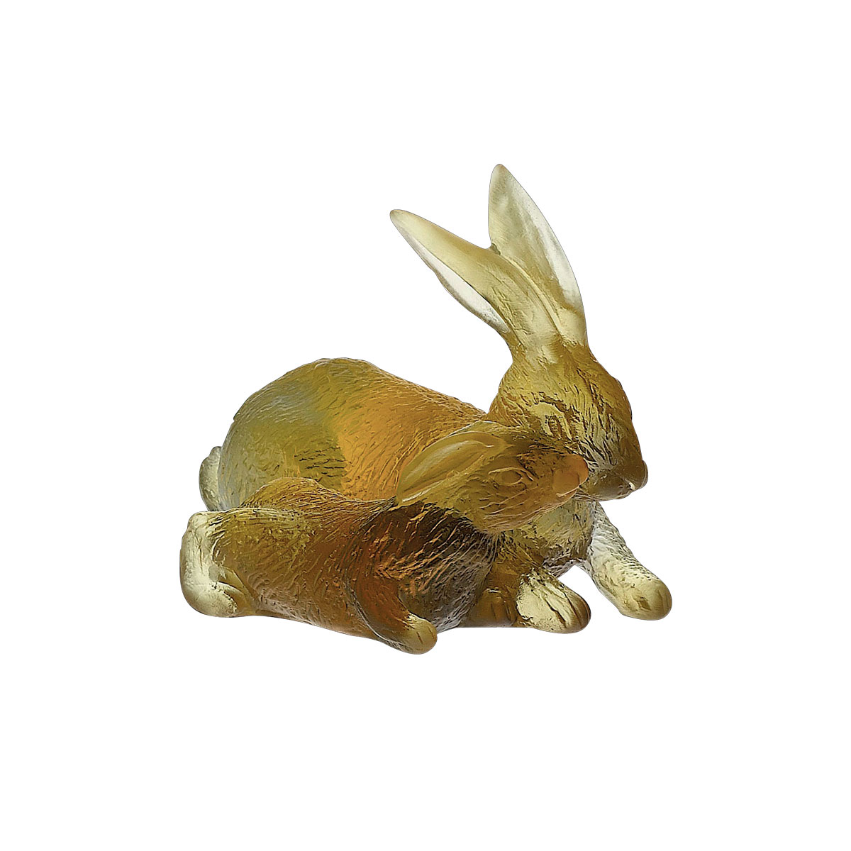 Daum Rabbits Chinese Horoscope in Amber and Grey Sculpture
