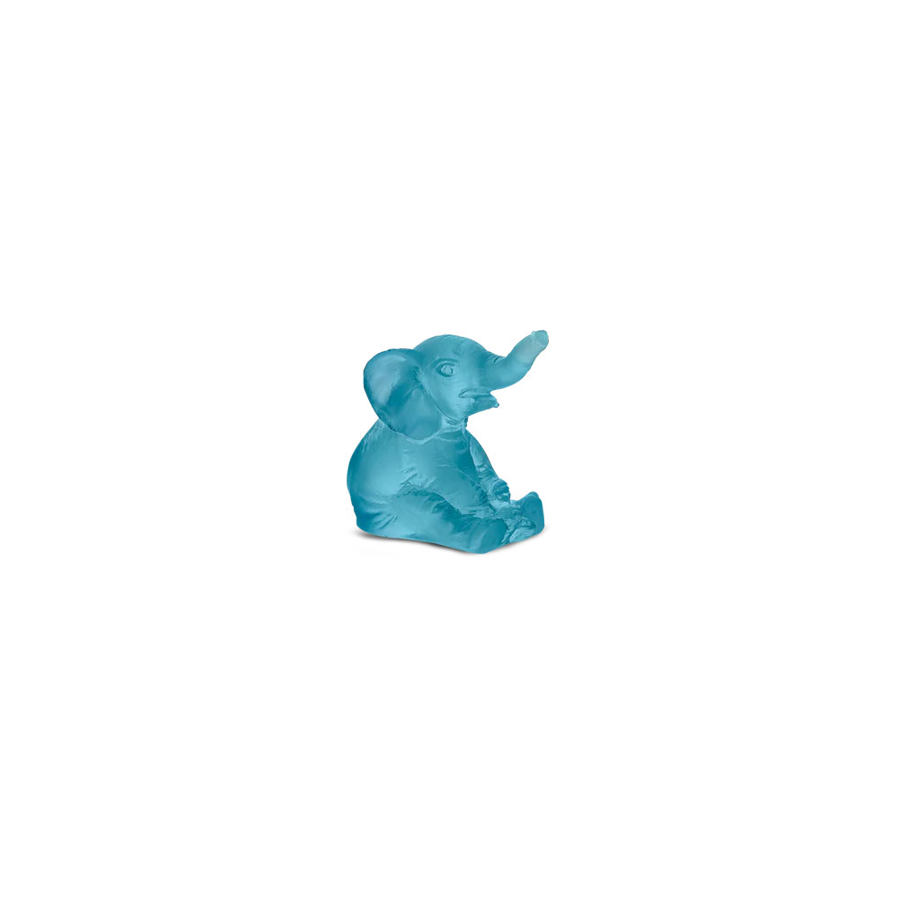 Daum Mini Elephant in Blue Sculpture