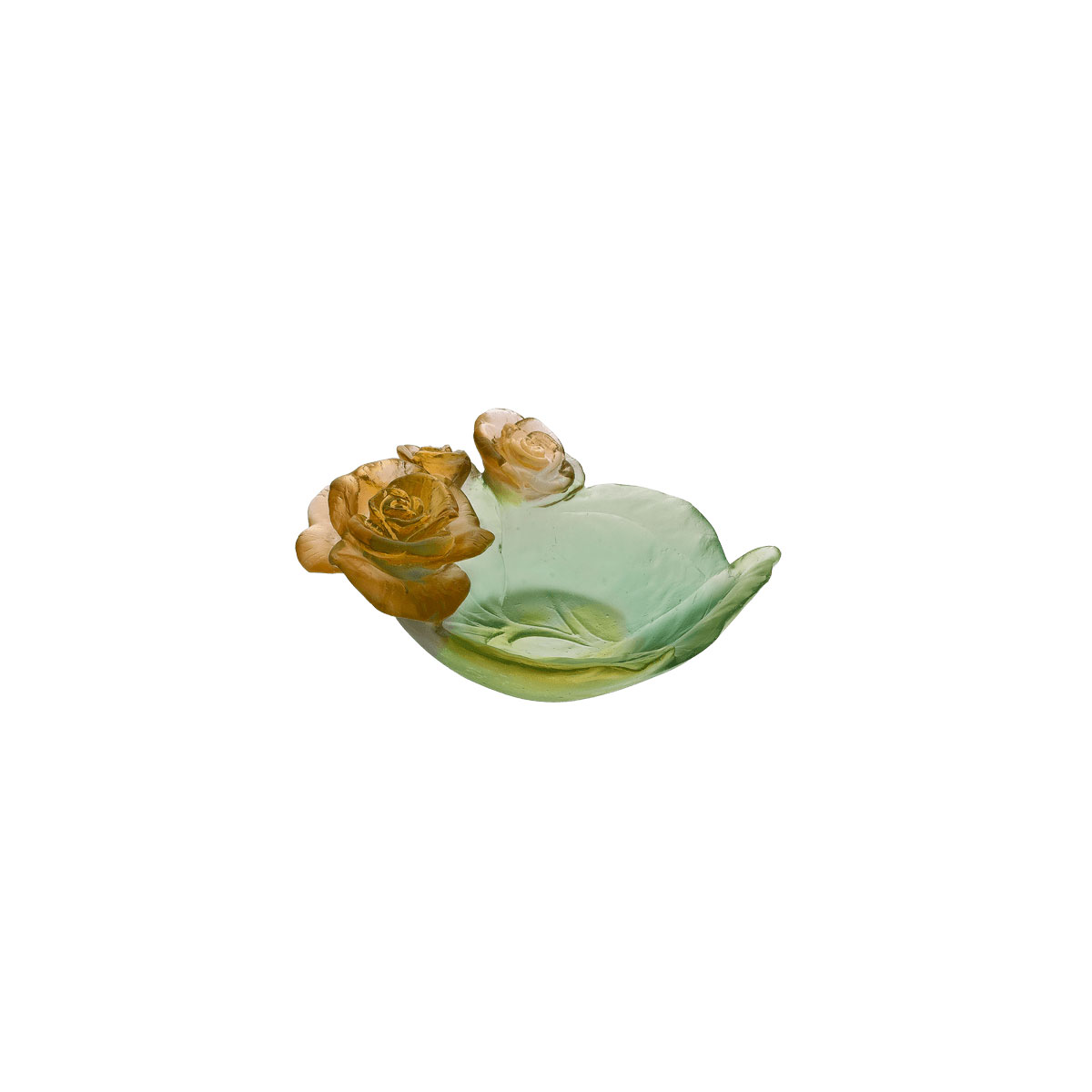 Daum 4.3" Rose Passion Bowl in Green and Orange