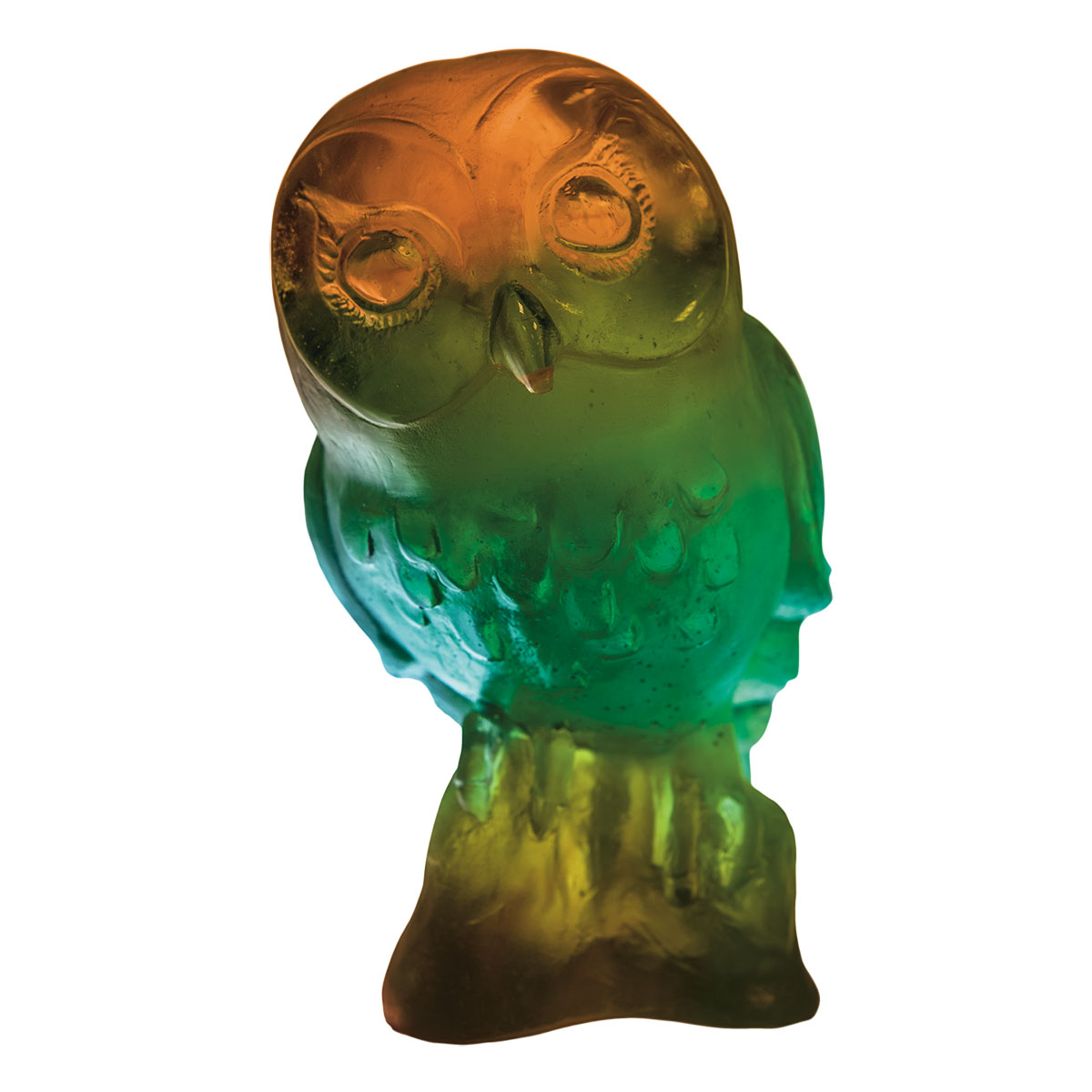 Daum Edwige Owl in Amber and Grey Sculpture