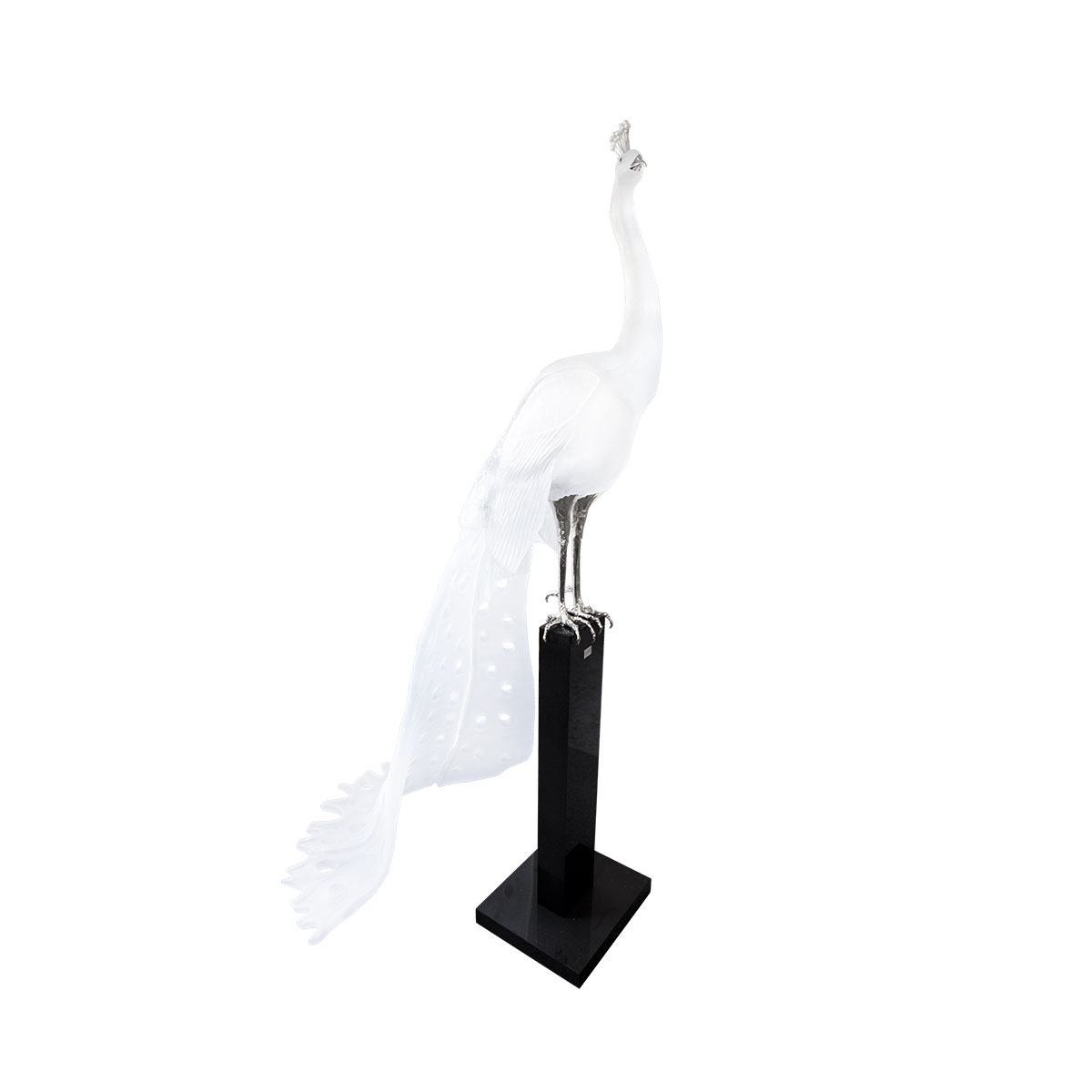 Daum White Peacock by Madeleine van der Knoop, Limited Edition Sculpture