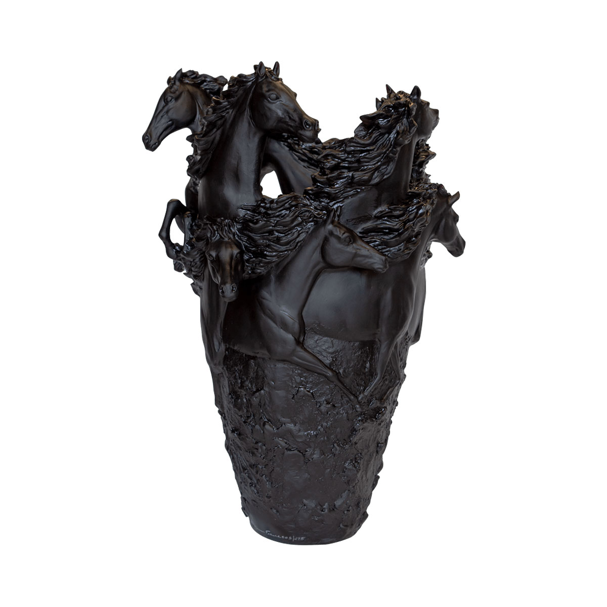 Daum Magnum Horse Vase in Black, Limited Edition