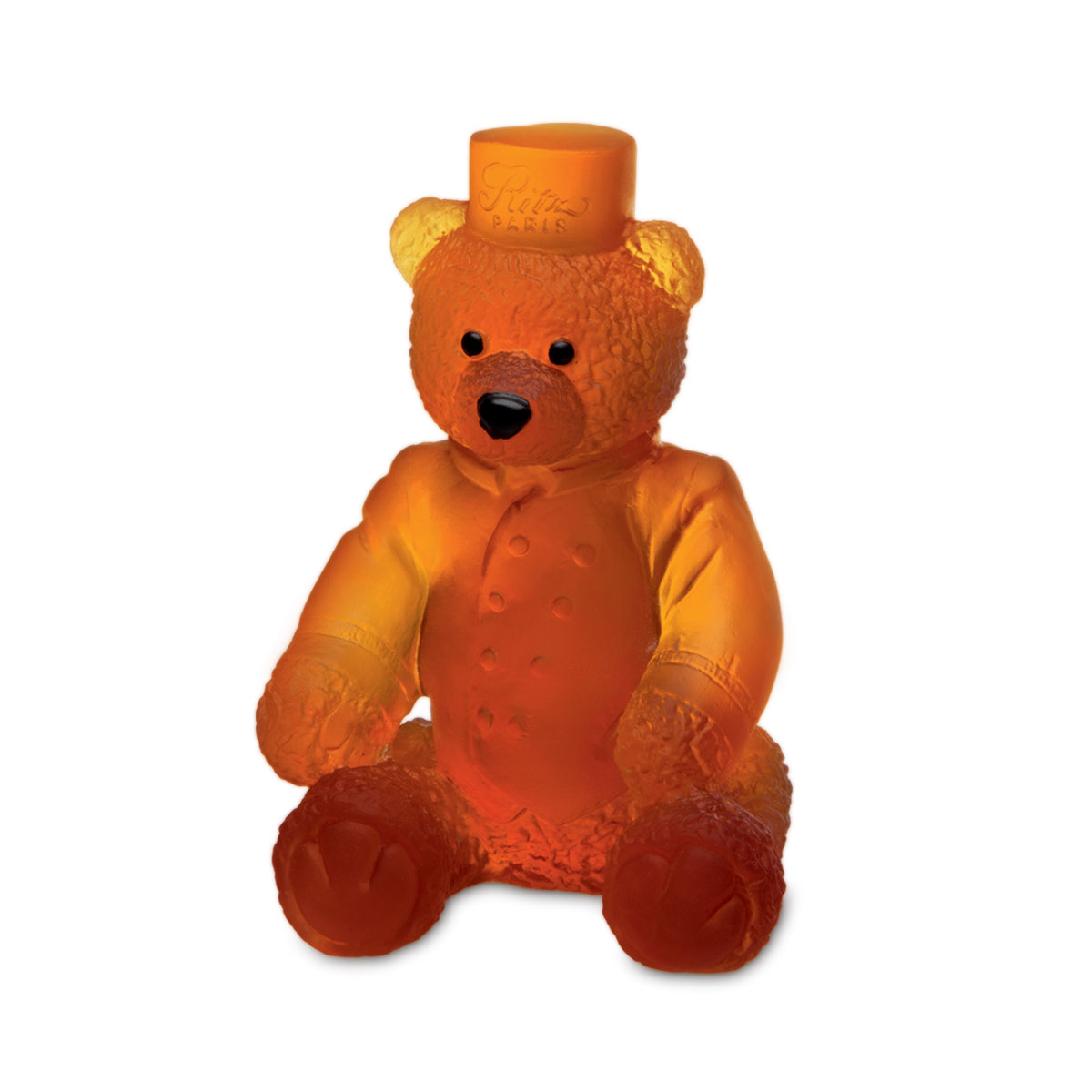 Daum Large Ritz Paris Teddy Bear in Amber Sculpture