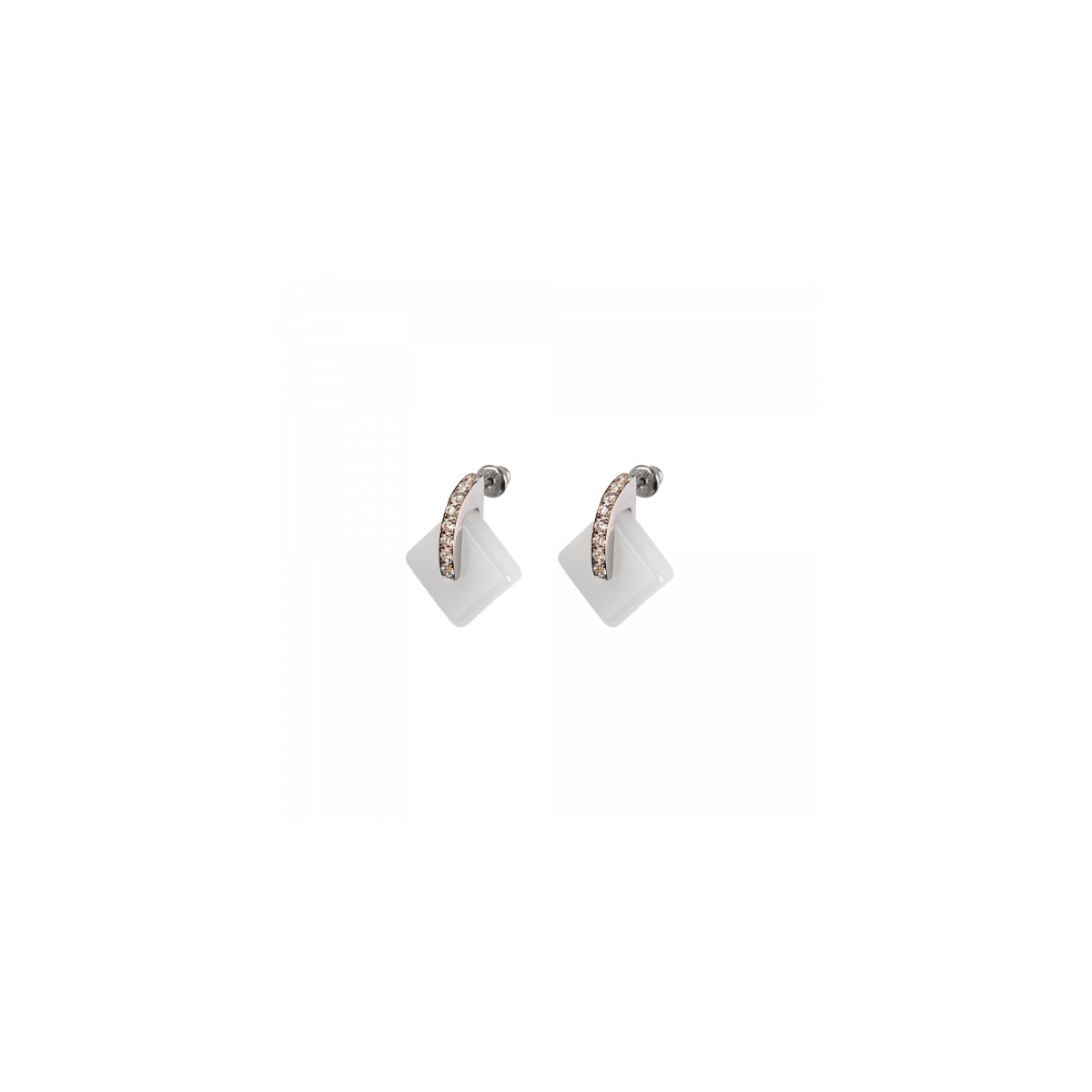 Daum Eclipse Crystal Earrings in White