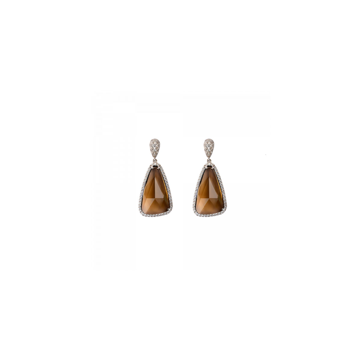 Daum Eclat de Daum Crystal Earrings in Amber