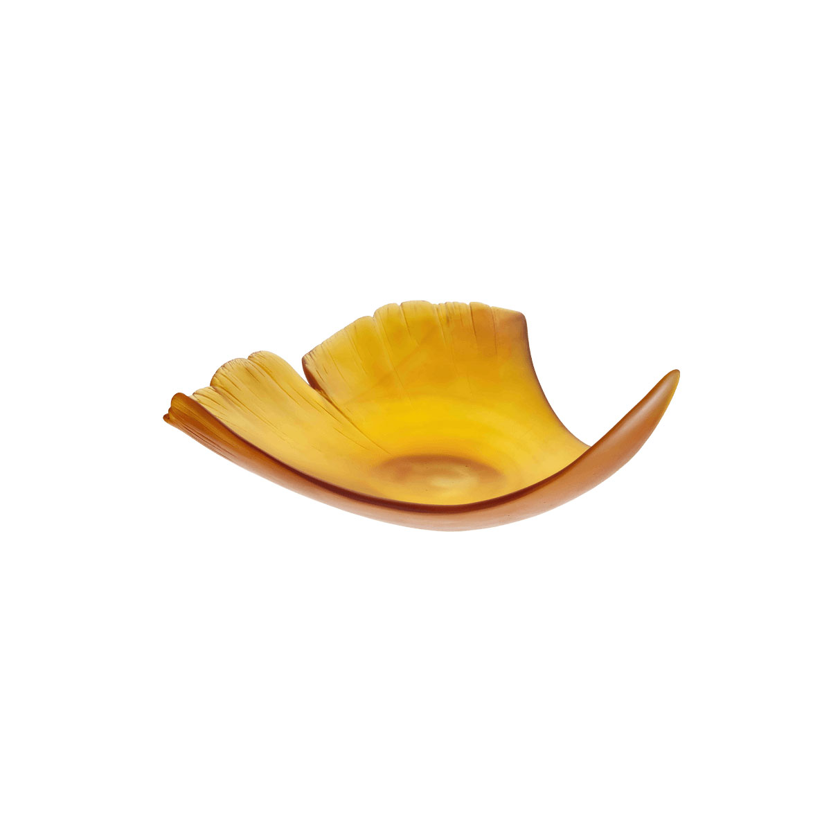 Daum 13" Ginkgo Leaf Bowl in Amber