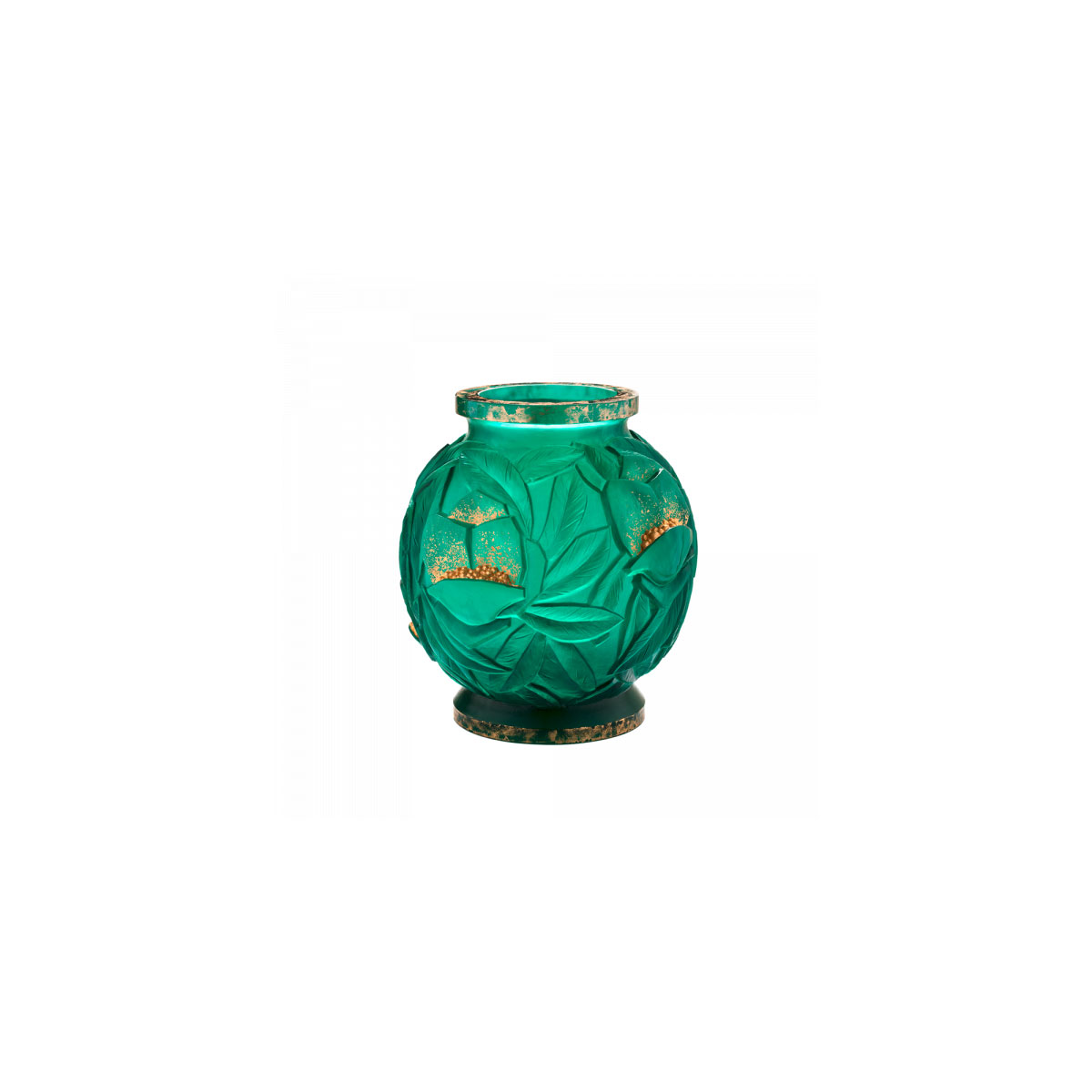 Daum 13.4" Empreinte Vase in Green and Gold, Limited Edition