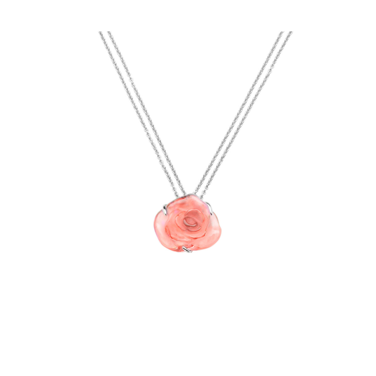 Daum Rose Passion Crystal Necklace in Pink, Silver