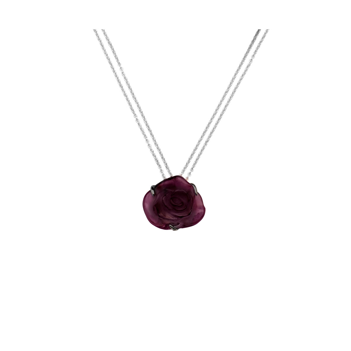Daum Rose Passion Crystal Necklace in Black