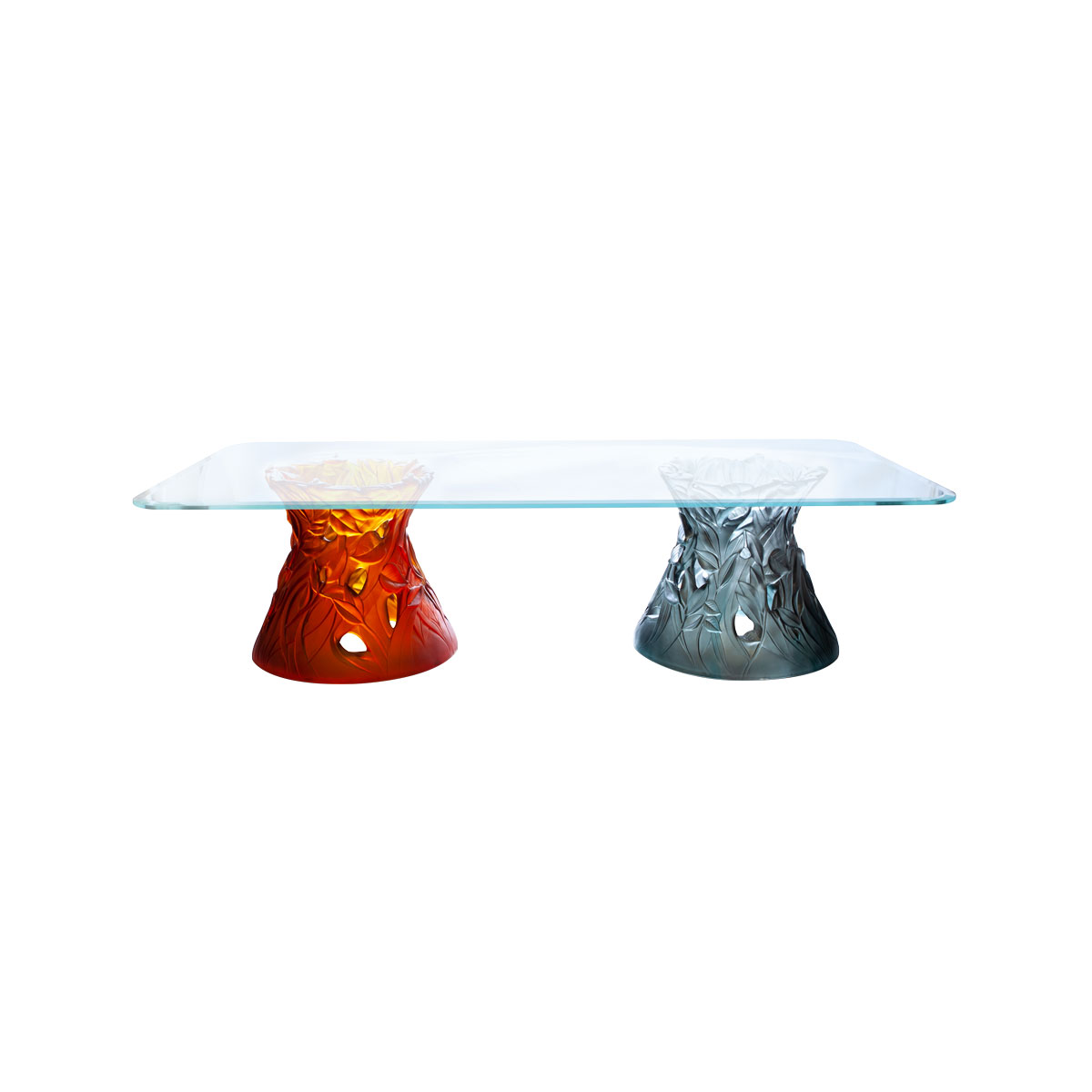 Daum Large Bicolor Vegetal Coffee Table in Amber and Blue-Grey