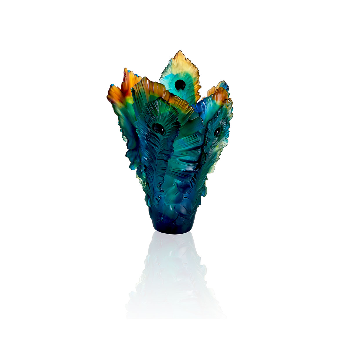 Daum 15.2" Fleur de Paon Vase