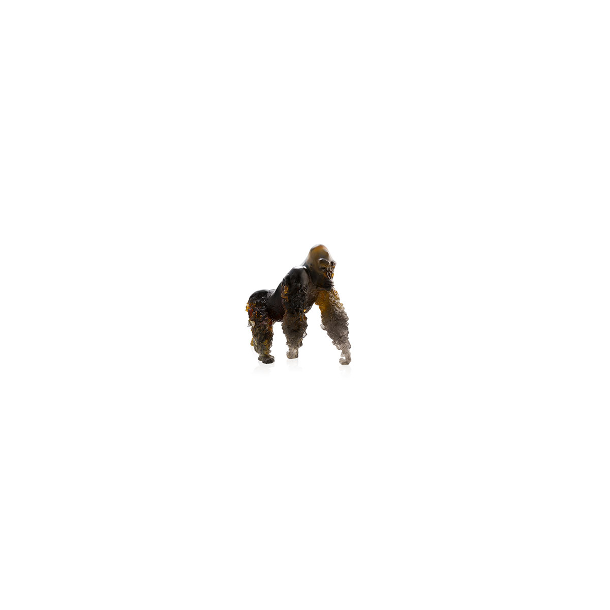 Daum Silverback Gorilla in Amber Grey by Jean-No Sculpture