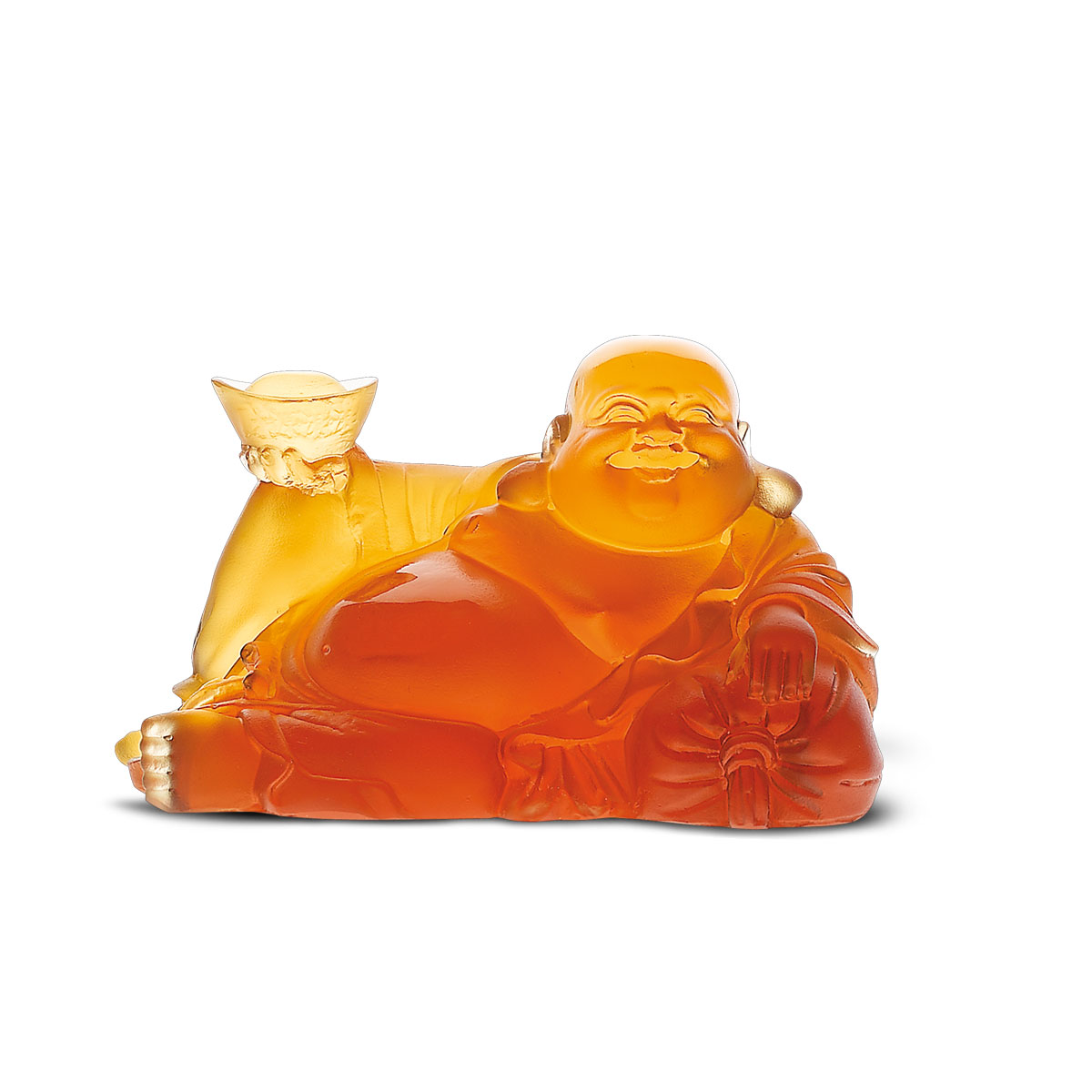 Daum Happy Buddha in Amber Sculpture